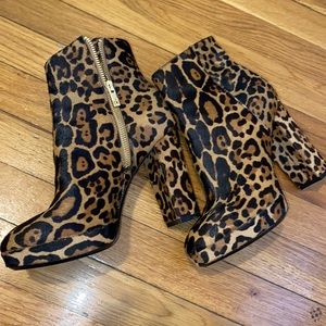Calvin Klein leopard chunky heel boots 7.5 worn 1X no flaws.
